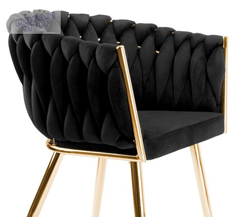 Krzesło plecione COFTON gold Velvet czarny Krzesło plecione COFTON gold Velvet czarny