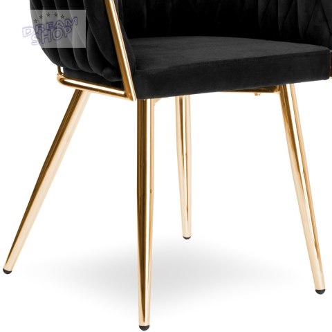 Krzesło plecione COFTON gold Velvet czarny Krzesło plecione COFTON gold Velvet czarny