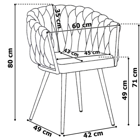 Krzesło plecione COFTON gold Velvet granatowy