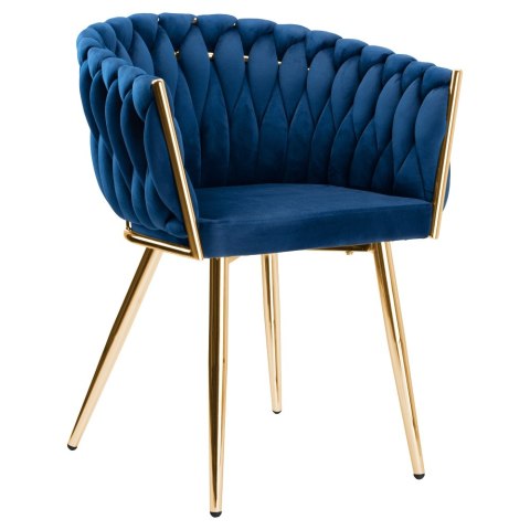 Krzesło plecione COFTON gold Velvet granatowy