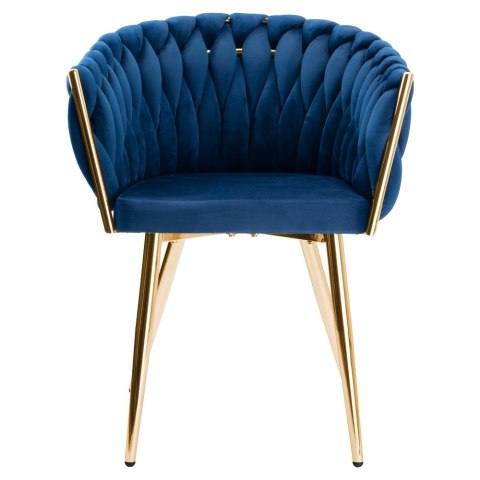 Krzesło plecione COFTON gold Velvet granatowy