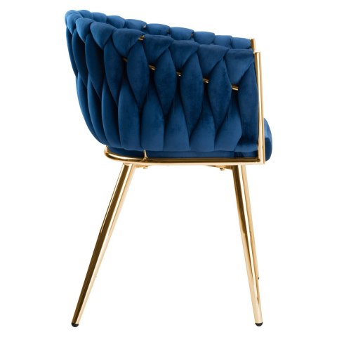 Krzesło plecione COFTON gold Velvet granatowy