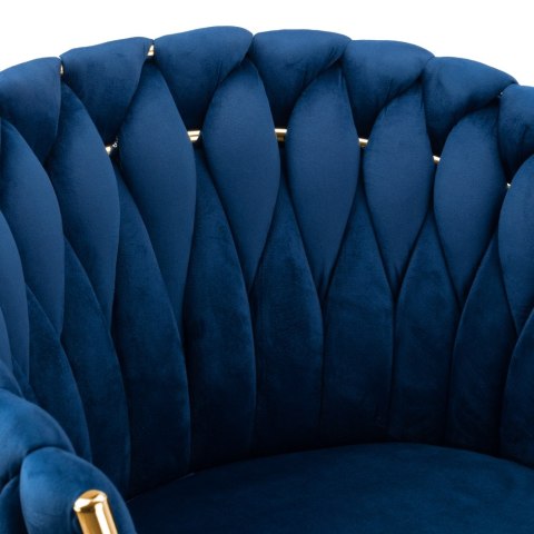 Krzesło plecione COFTON gold Velvet granatowy