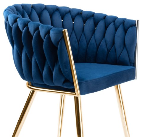 Krzesło plecione COFTON gold Velvet granatowy
