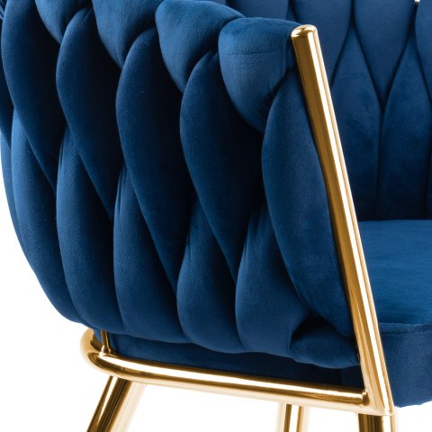 Krzesło plecione COFTON gold Velvet granatowy