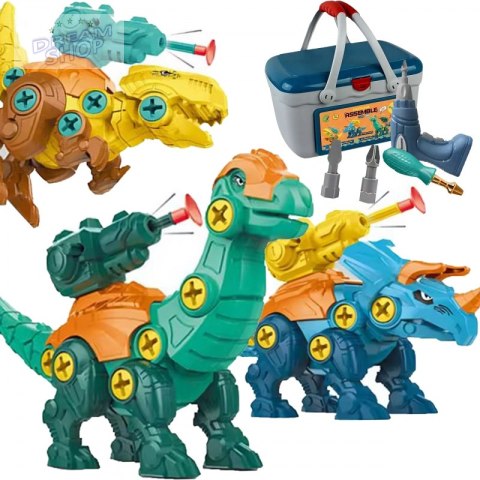 WOOPIE Zestaw Dinozaury do Skręcania 3 szt. Zestaw Konstrukcyjny w Pudełku + Wiertarka i Śrubokręt WOOPIE Zestaw Dinozaury do Skręcania 3 szt. Zestaw Konstrukcyjny w Pudełku + Wiertarka i Śrubokręt