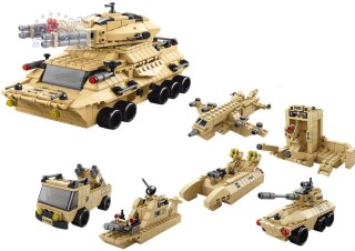 Zestaw Klocków Czołg Wojskowy Militarny Piaskowy 1000 El