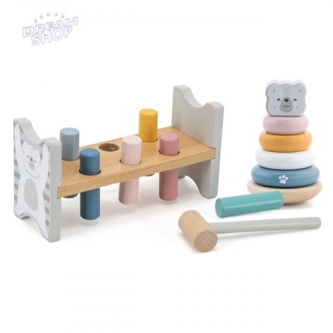 VIGA PolarB Zestaw Drewniana Piramidka + Przebijanka z Młoteczkiem Miś Polarny Montessori VIGA PolarB Zestaw Drewniana Piramidka + Przebijanka z Młoteczkiem Miś Polarny Montessori