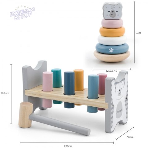 VIGA PolarB Zestaw Drewniana Piramidka + Przebijanka z Młoteczkiem Miś Polarny Montessori VIGA PolarB Zestaw Drewniana Piramidka + Przebijanka z Młoteczkiem Miś Polarny Montessori