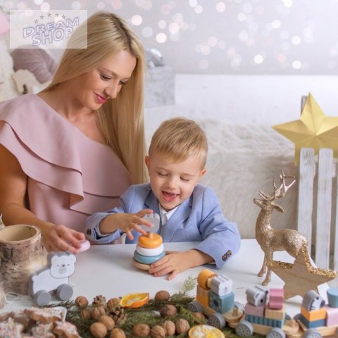 VIGA PolarB Zestaw Drewniana Piramidka + Przebijanka z Młoteczkiem Miś Polarny Montessori VIGA PolarB Zestaw Drewniana Piramidka + Przebijanka z Młoteczkiem Miś Polarny Montessori
