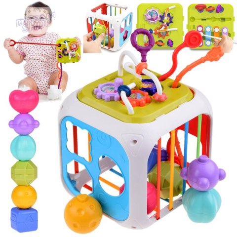 Kostka edukacyjna dla malucha sorter sensoryczny kształty cymbałki ZA5278