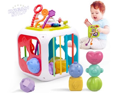 Kostka edukacyjna dla malucha sorter sensoryczny kształty cymbałki ZA5278
