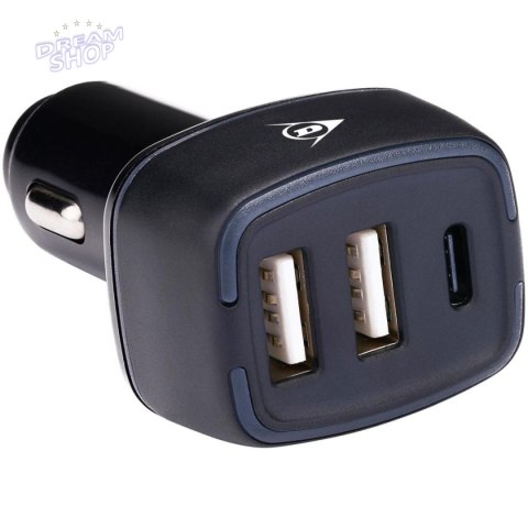 ŁADOWARKA SMOCHODOWA MULTI 2x USB A + USB C DUNLOP ŁADOWARKA SMOCHODOWA MULTI 2x USB A + USB C DUNLOP