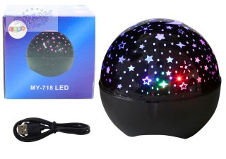 Projektor Gwiazd Lampka Nocna Głośnik 2w1 Czarny