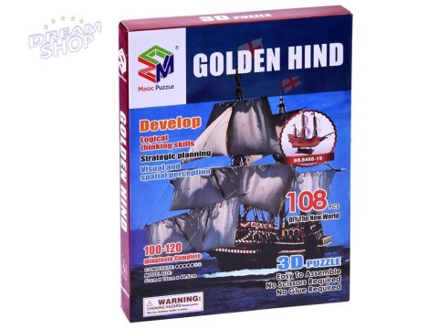 Puzzle 3D statek Golden Hind okręt 108 ele. puzzle przestrzenne ZA2600 Puzzle 3D statek Golden Hind okręt 108 ele. puzzle przestrzenne ZA2600