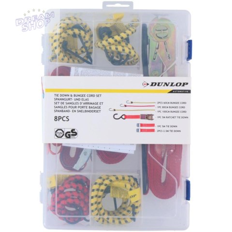 TAŚMY GUMY DO MOCOWANIA BAGAŻU HAKI 8SZT DUNLOP BOX TAŚMY GUMY DO MOCOWANIA BAGAŻU HAKI 8SZT DUNLOP BOX