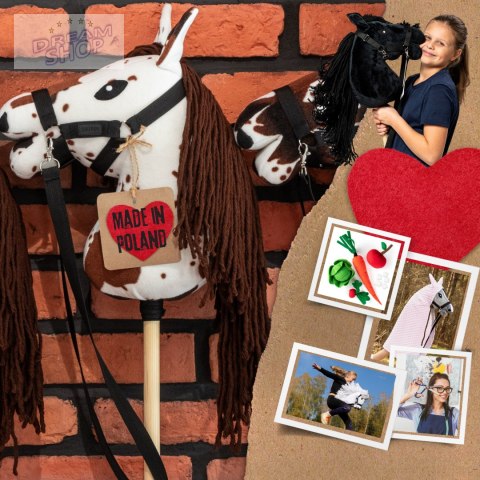 Hobby Horse Skippi A4 - w plamy - brązowe plamki - koń na kiju - kantar Hobby Horse Skippi A4 - w plamy - brązowe plamki - koń na kiju - kantar