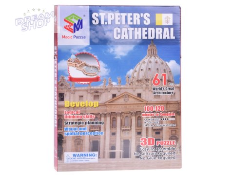 Puzzle 3D Bazylika św. Piotra Watykan 61el. puzzle przestrzenne ZA1578 Puzzle 3D Bazylika św. Piotra Watykan 61el. puzzle przestrzenne ZA1578