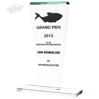 Trofeum szklane grawerowane + wypełnienie farbą