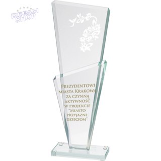 Trofeum szklane grawerowane + wypełnienie farbą