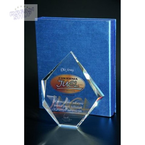 Trofeum szklane z nadrukiem kolorowym LuxorJet grawerem oraz wypełnieniem farbą i etui Trofeum szklane z nadrukiem kolorowym LuxorJet grawerem oraz wypełnieniem farbą i etui