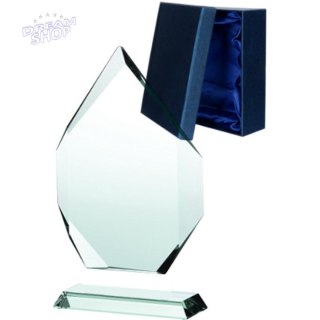 Trofeum szklane z rozklejoną podstawą i etui