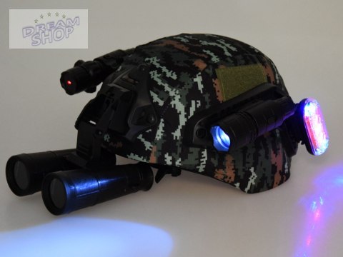 Zestaw dla żołnierza hełm lornetka laser lampka walkie talkie moro ZA5310 Zestaw dla żołnierza hełm lornetka laser lampka walkie talkie moro ZA5310