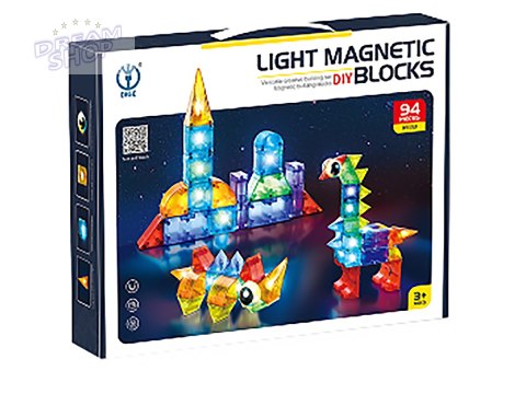 Klocki Magnetyczne, Konstrukcyjne, Świecące Elementy, Figury 3D 64 El. Klocki Magnetyczne, Konstrukcyjne, Świecące Elementy, Figury 3D 64 El.