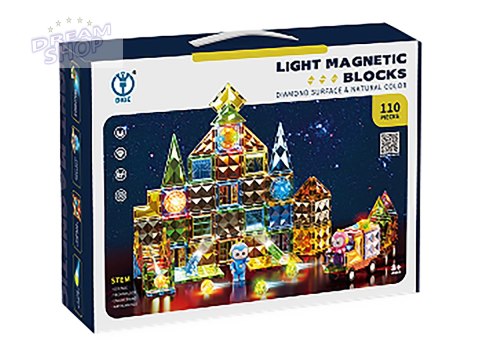Konstrukcyjne Klocki Magnetyczne Świecące Elementy + Pojazdy 110 El. Konstrukcyjne Klocki Magnetyczne Świecące Elementy + Pojazdy 110 El.
