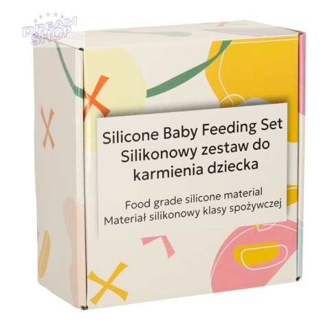Naczynia silikonowe dla dzieci zestaw 8 elementów sowa militarny zielony Naczynia silikonowe dla dzieci zestaw 8 elementów sowa militarny zielony