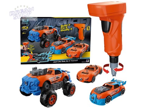 Sportowy, Terenowy Samochód do rozkręcania i skręcania 3w1 TUNING + Wkrętarka, Monster Truck
