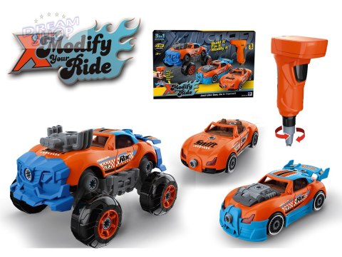 Sportowy, Terenowy Samochód do rozkręcania i skręcania 3w1 TUNING + Wkrętarka, Monster Truck