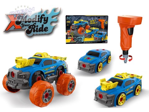 Sportowy, Terenowy Samochód do rozkręcania i skręcania 3w1 TUNING + Wkrętarka, Monster Truck Sportowy, Terenowy Samochód do rozkręcania i skręcania 3w1 TUNING + Wkrętarka, Monster Truck