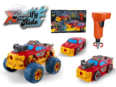 Sportowy, Terenowy Samochód do rozkręcania i skręcania 3w1 TUNING + Wkrętarka Monster Truck