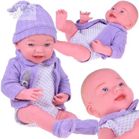 Uśmiechnięta Lalka bobas 40cm laleczka dzidziuś fioletowy sweterek ZA5321 Uśmiechnięta Lalka bobas 40cm laleczka dzidziuś fioletowy sweterek ZA5321