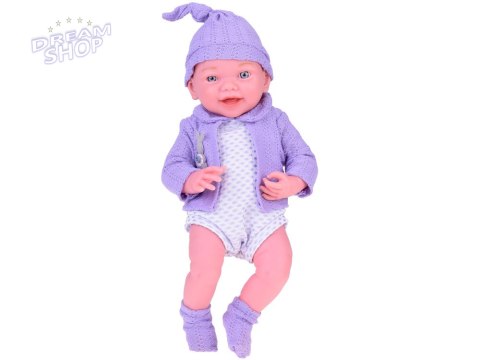 Uśmiechnięta Lalka bobas 40cm laleczka dzidziuś fioletowy sweterek ZA5321 Uśmiechnięta Lalka bobas 40cm laleczka dzidziuś fioletowy sweterek ZA5321