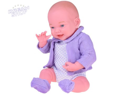 Uśmiechnięta Lalka bobas 40cm laleczka dzidziuś fioletowy sweterek ZA5321 Uśmiechnięta Lalka bobas 40cm laleczka dzidziuś fioletowy sweterek ZA5321