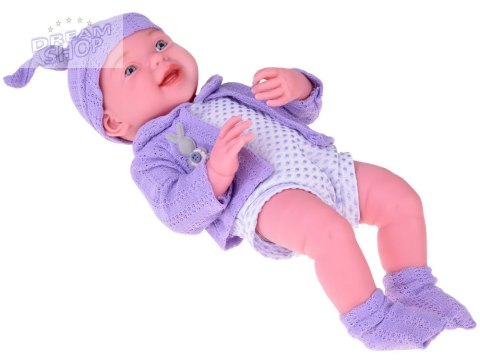 Uśmiechnięta Lalka bobas 40cm laleczka dzidziuś fioletowy sweterek ZA5321 Uśmiechnięta Lalka bobas 40cm laleczka dzidziuś fioletowy sweterek ZA5321