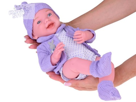 Uśmiechnięta Lalka bobas 40cm laleczka dzidziuś fioletowy sweterek ZA5321 Uśmiechnięta Lalka bobas 40cm laleczka dzidziuś fioletowy sweterek ZA5321