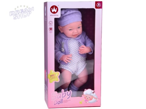 Uśmiechnięta Lalka bobas 40cm laleczka dzidziuś fioletowy sweterek ZA5321 Uśmiechnięta Lalka bobas 40cm laleczka dzidziuś fioletowy sweterek ZA5321