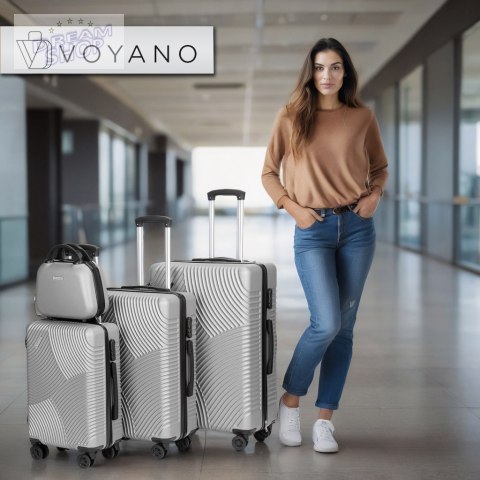 Zestaw walizek na kółkach AZORES SREBRNY 4w1 Zestaw walizek na kółkach AZORES SREBRNY 4w1