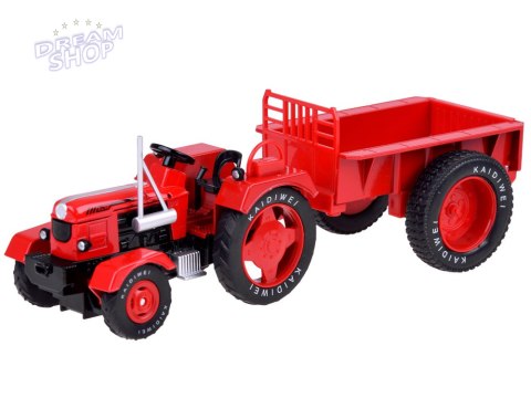 Czerwony Metalowy Traktor z przyczepką Skrętne Gumowe koła 1:18 ZA5202 Czerwony Metalowy Traktor z przyczepką Skrętne Gumowe koła 1:18 ZA5202