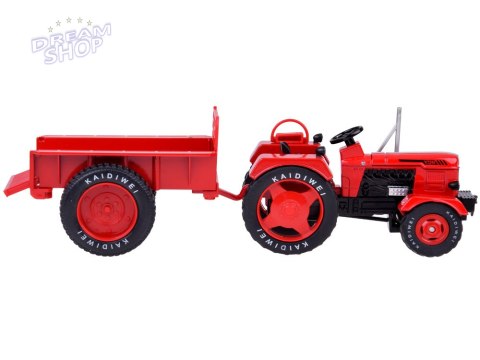 Czerwony Metalowy Traktor z przyczepką Skrętne Gumowe koła 1:18 ZA5202 Czerwony Metalowy Traktor z przyczepką Skrętne Gumowe koła 1:18 ZA5202