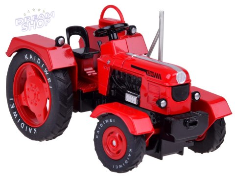Czerwony Metalowy Traktor z przyczepką Skrętne Gumowe koła 1:18 ZA5202 Czerwony Metalowy Traktor z przyczepką Skrętne Gumowe koła 1:18 ZA5202