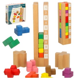 Klocki drewniane edukacyjne układanka Montessori kolorowe
