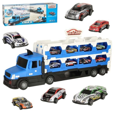 TIR Laweta samochód transporter pojazd składany XXL 10 autek niebieski TIR Laweta samochód transporter pojazd składany XXL 10 autek niebieski