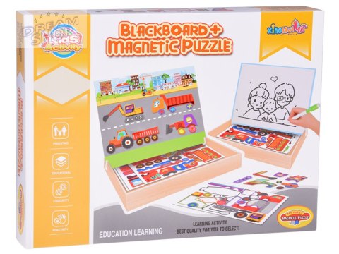 Tablica Magnetyczna 2w1 z Puzzle Magnetyczne Pojazdy Budowlane ZA5352 Tablica Magnetyczna 2w1 z Puzzle Magnetyczne Pojazdy Budowlane ZA5352