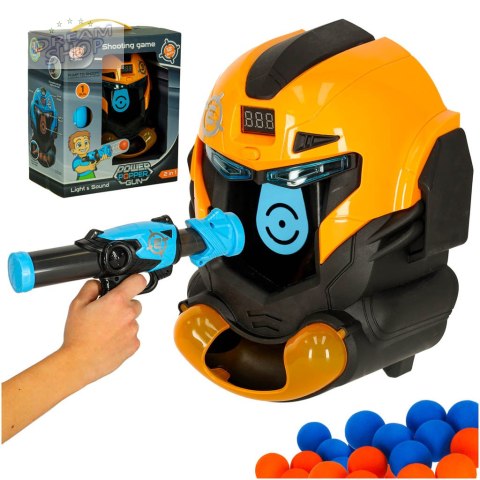 Gra zręcznościowa robot kask strzelanie do celu pistolet kulki celownik