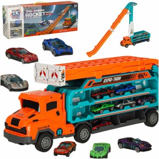 Tor wyścigowy samochodowy laweta transporter 6 el. pomarańczowy
