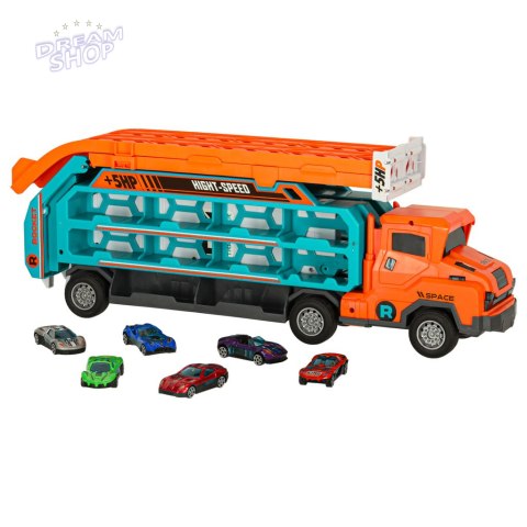 Tor wyścigowy samochodowy laweta transporter 6 el. pomarańczowy Tor wyścigowy samochodowy laweta transporter 6 el. pomarańczowy